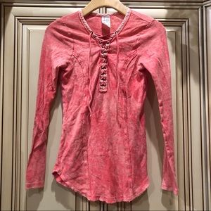Free People Pinkish Orange Lace-up Long Sleeve
